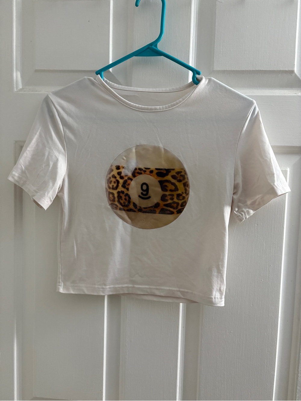 SHEIN White Kids Tee with Leopard Print '9' Graphic
